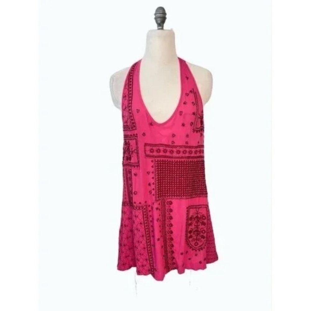 Free People Nights Swings PInk Beaded Shift Dress Small